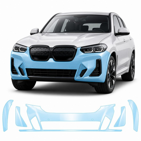 Антигравийная защитная бронепленка по лекалам для BMW iX3 G08 2020-2025 - передний бампер