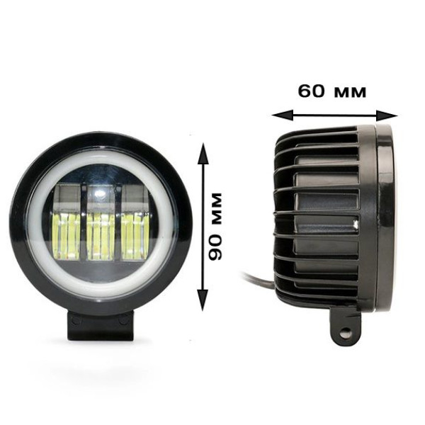 Світлодіодна додаткова LED фара 90х60 mm / Лінза з ДХО / 30W / 10Wх3 / 10-30V / 3500LM / 1 шт