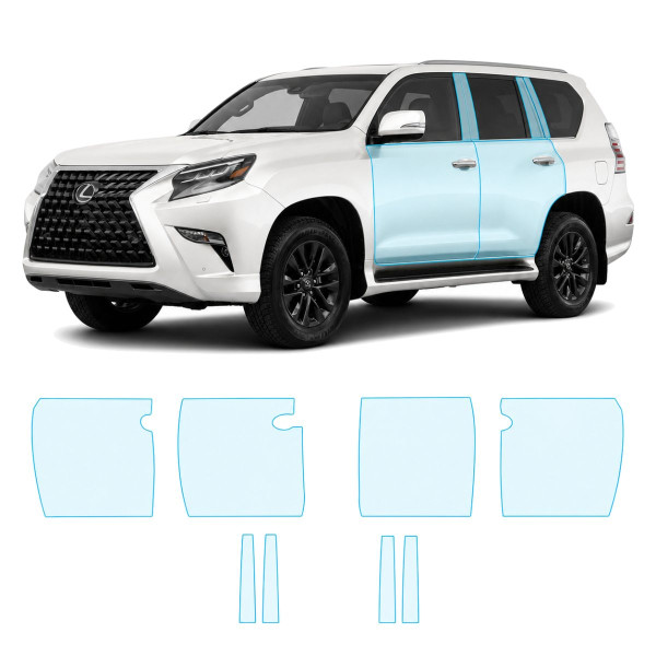 Антигравийная защитная бронепленка по лекалам для Lexus GX J150 facelift 2 2020-2023 - зоны дверей и стойки окон