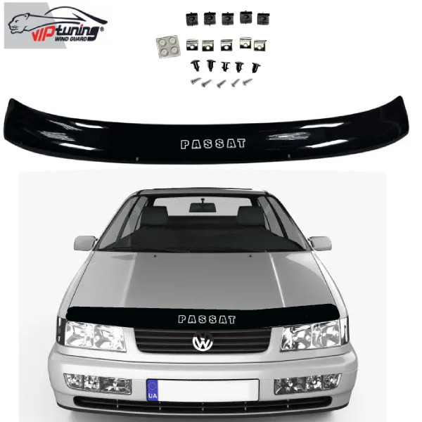 Дефлектор капоту мухобійка Volkswagen Passat B4 1991-1997 Євро Кріплення (Vip Tuning) VW03
