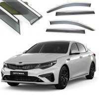 Дефлектори вікон вітровики Benke для Kia Optima K5 JF 2015-2019 Хром Молдинг Нержавіюча сталь 3D (BKAK51623-W/S)