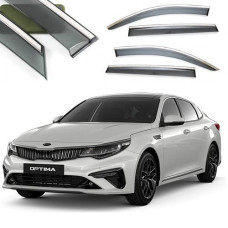 Дефлектори вікон вітровики Benke для Kia Optima K5 2020- Хром Молдинг Із Нержавіючої Сталі 3D