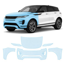 Антигравийная защитная бронепленка по лекалам для Land Rover Range Rover Evoque L551 2019- передняя часть авто (капот бампер фары крылья)