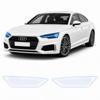 Антигравийная защитная бронепленка по лекалам для Audi A5 F5 facelift 2020-2024 - оптика (фары и ПТФ)