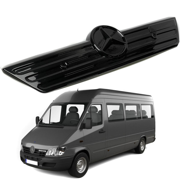 Зимова накладка на радіаторні грати Mercedes Sprinter CDI 2000-2006 / Великі грати без рамки / Глянець FLY