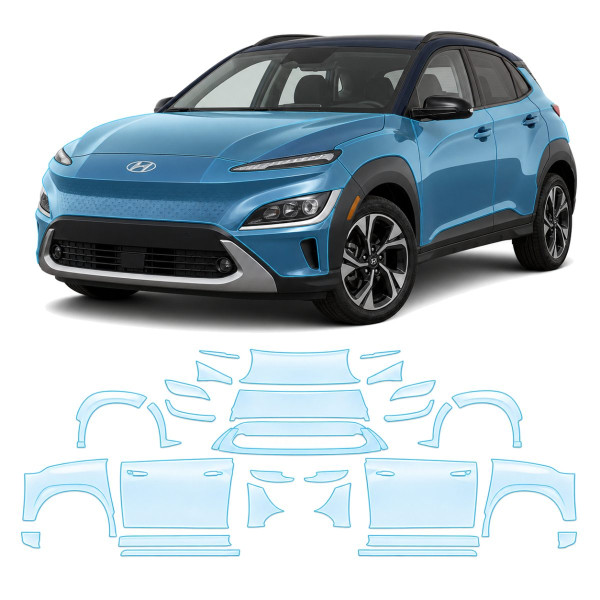 Антигравийная защитная бронепленка по лекалам для Hyundai Kona OS facelift 2021-2023 - полный кузов