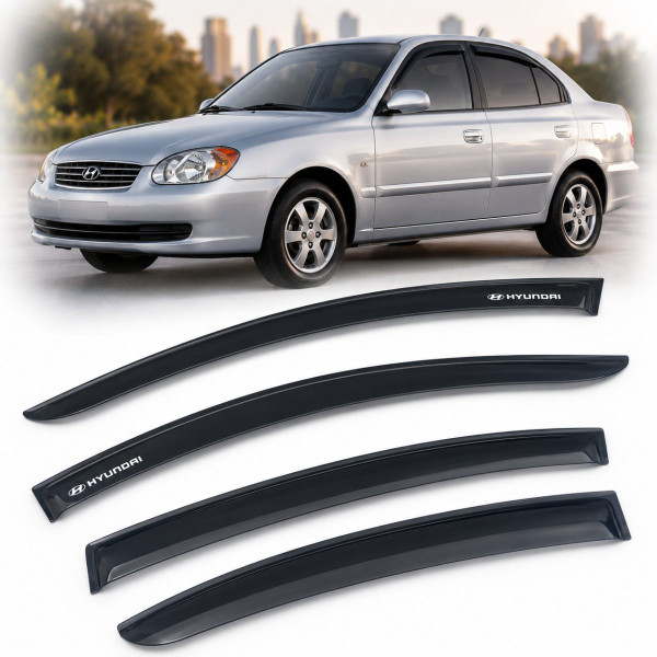 Дефлектори вікон для Hyundai Accent 2006-2010 Скотч 3М Voron Glass