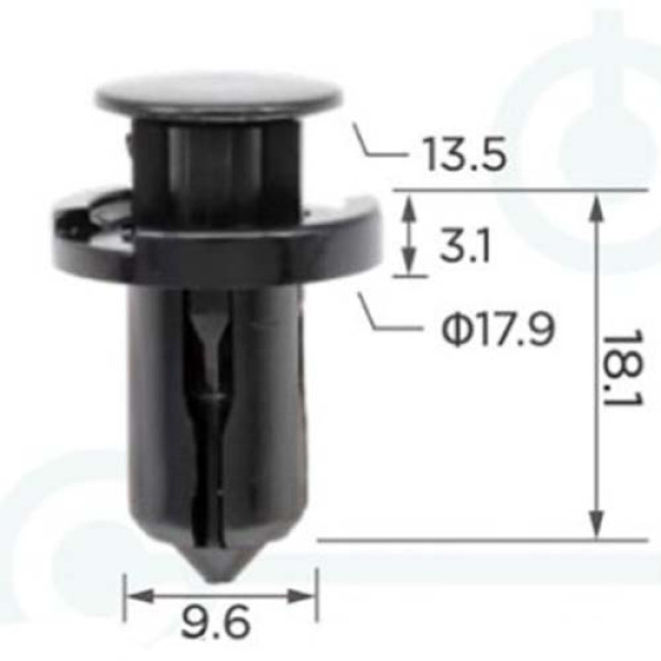 Клипса крипления Нажимная Распорная NISSAN HONDA SUBARU (57728AC090 01553-09241 0155309241 11400) C0089