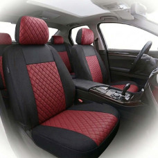 Автомобільні чохли B LUXE MAX Велюр під Алькантару (5 Підголівників) Червоний Ромб