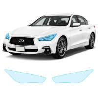 Антигравийная защитная бронепленка по лекалам для Infiniti Q50 V37 facelift 2018-2023 - оптика (фары и ПТФ)