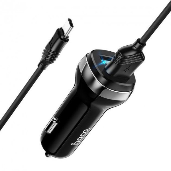 Автомобильное зарядное устройство Hoco Z40 2USB 2.4A Type-C Черный (Оригинал)
