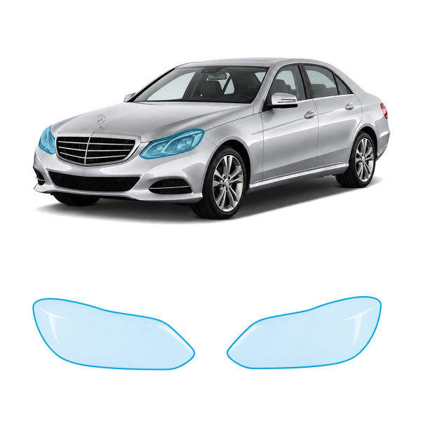 Антигравийная защитная бронепленка по лекалам для Mercedes-Benz E-Class W212 facelift 2013-2016 - оптика (фары и ПТФ)