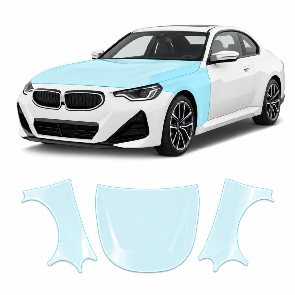 Антигравийная защитная бронепленка по лекалам для BMW 2 Series G42 2021- капот и передние крылья