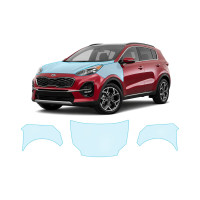 Антигравийная защитная бронепленка по лекалам для Kia Sportage QL facelift 2018-2021 - капот и передние крылья