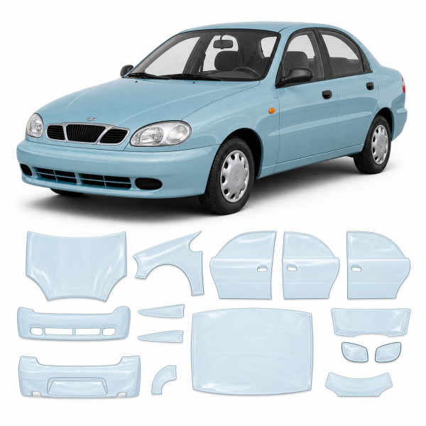 Антигравийная защитная бронепленка по лекалам для Daewoo Lanos T100 1997-2017 - полный кузов