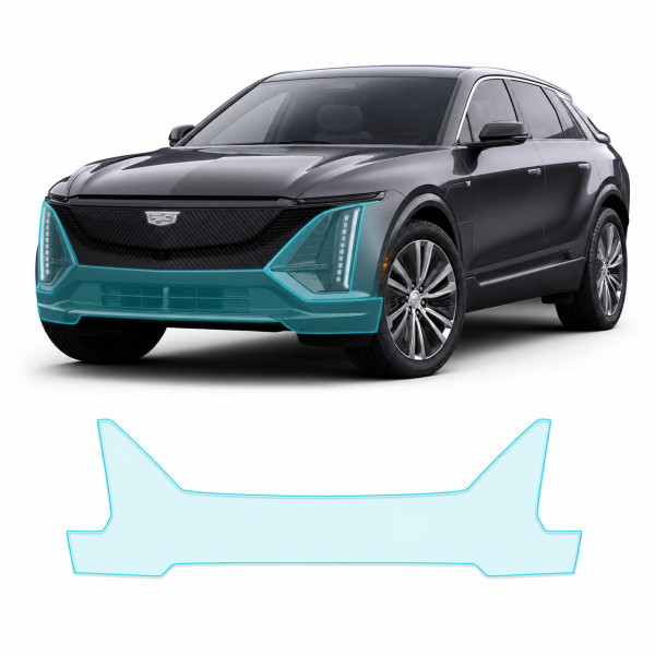 Антигравийная защитная бронепленка по лекалам для Cadillac Lyriq EV 2022- передний бампер