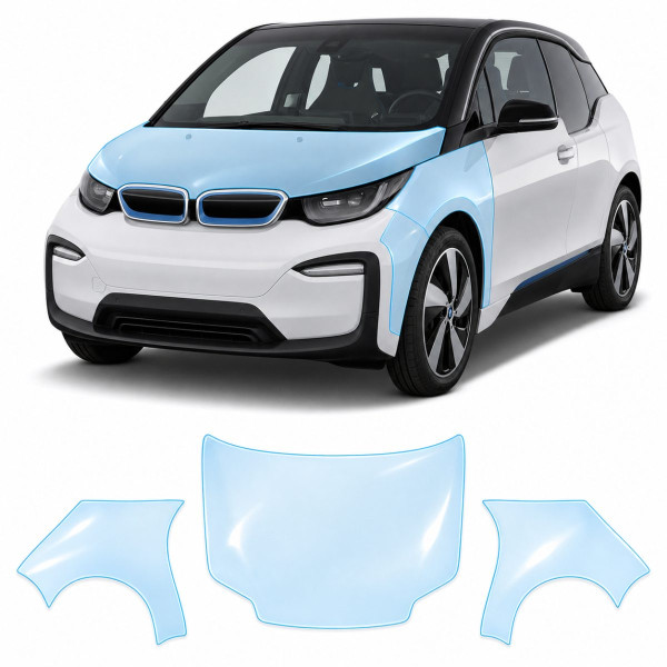 Антигравийная защитная бронепленка по лекалам для BMW i3 I01 2013-2022 - капот и передние крылья