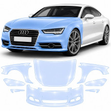Антигравийная защитная бронепленка по лекалам для Audi A7 4G 2010-2018 - передняя часть авто (капот бампер фары крылья)