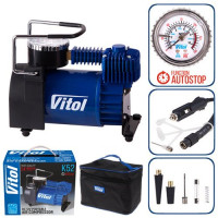 Автомобільний компресор Vitol 150psi 15Amp 40л R13-R16 Автостоп прикурювач (K-52)