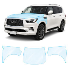 Антигравийная защитная бронепленка по лекалам для Infiniti QX80 Z62 facelift 2018-2024 - капот и передние крылья