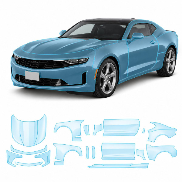 Антигравийная защитная бронепленка по лекалам для Chevrolet Camaro VI facelift 2019-2024 - полный кузов