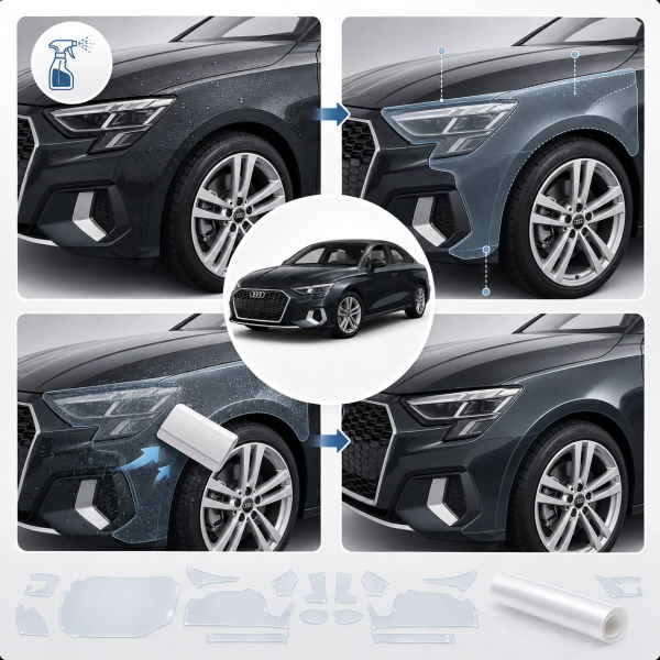 Антигравійна захисна бронеплівка за лекалами для Audi A3 8Y 2020-2024 - дзеркала