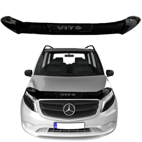 Дефлектор капота мухобойка Mercedes Vito (W447) 2014- Евро крепление Voron Glass