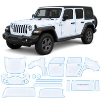 Антигравийная защитная бронепленка по лекалам для Jeep Wrangler JL 2018-2023 - полный кузов