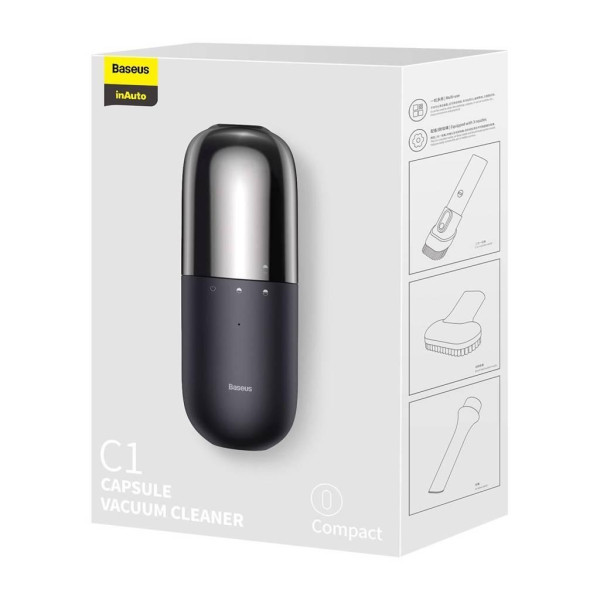 Автопылесос Baseus C1 / 45W / Сухая уборка / Аккумуляторный / 3 насадки / сумка / кабельType-C (CRXCQC1-01)