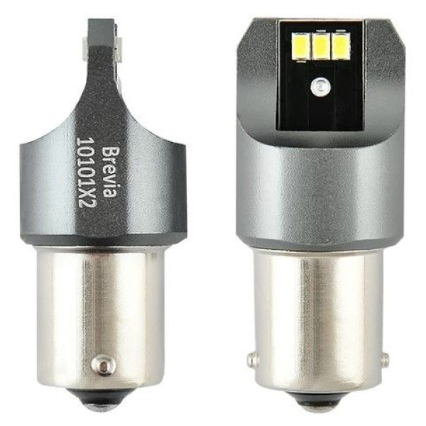 LED автолампа Brevia Power 12/24V T25 P21W 6x3020SMD 330Lm 6000K CANbus BA15s 2 шт (10101X2)