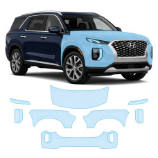 Антигравийная защитная бронепленка по лекалам для Hyundai Palisade I 2019-2022 - передняя часть авто (капот бампер фары крылья)
