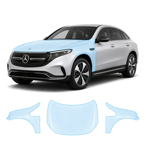Антигравійна захисна бронеплівка за лекалами для Mercedes-Benz EQC N293 2019-2023 - капот і передні крила