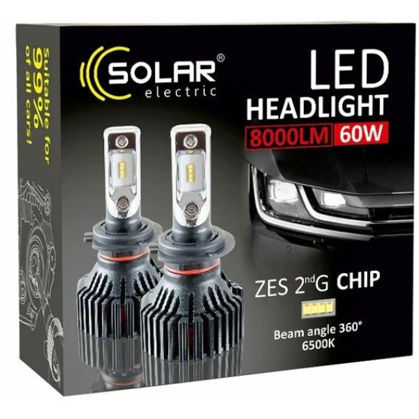 LED лампы автомобильные Solar H11 12/24V 60W 6500K 8000Lm IP65 радиатор и кулер (8311)