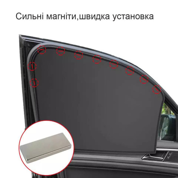 Солнцезащитные шторки для окон автомобиля на Магнитах 1 шт (750 x 500 x 200 мм F Косая)