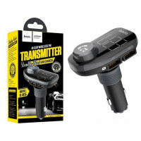 Автомобильный FM модулятор (трансмиттер) Модулятор Bluetooth HOCO E45 2 USB Черный (Оригинал)