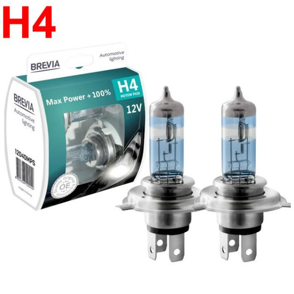 Автолампа галогенная Brevia Max Power +100% H4 12V 60/55W 2 шт (12040MPS)