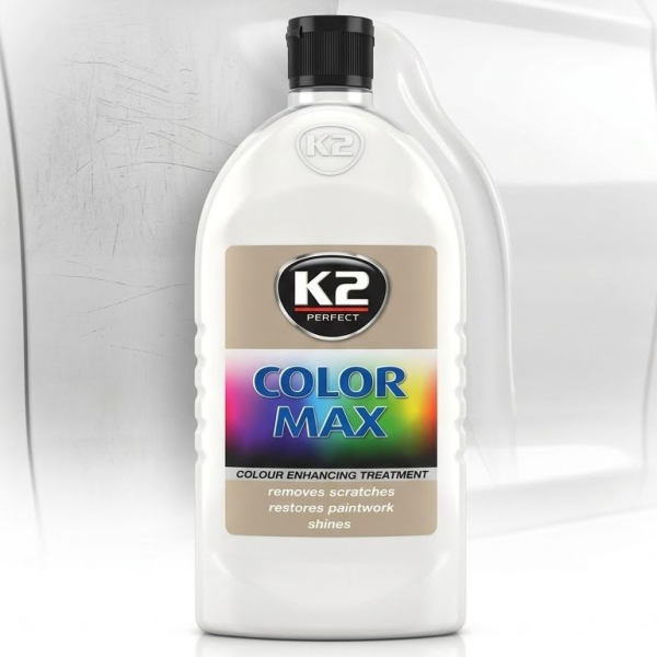 Поліроль для кузова крем K2 Color Max приховує подряпини та підсилює колір 500 мл Білий (K025BI)
