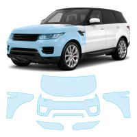Антигравийная защитная бронепленка по лекалам для Land Rover Range Rover Sport L494 2013-2017 - передняя часть авто (капот бампер фары крылья)