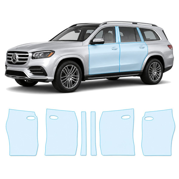 Антигравійна захисна бронеплівка за лекалами для Mercedes-Benz GLS X167 2019-2023 - зони дверей і стійки вікон