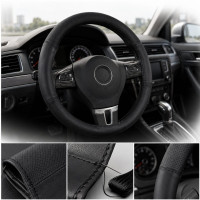Чохол обплетення на кермо Elegant Comfort L 39-4/10,5 см обхват Шкіра Гладка і Перфорація Чорна (EL105 008)