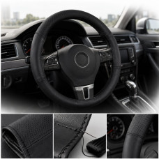 Чехол оплетка на руль Elegant Comfort L 39-41/10,5 см обхват Кожа Гладкая и Перфорация Черная (EL105 008)