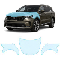 Антигравийная защитная бронепленка по лекалам для Kia Sorento MQ4 2020-2023 - капот и передние крылья