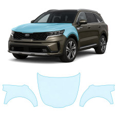 Антигравийная защитная бронепленка по лекалам для Kia Sorento MQ4 2020-2023 - капот и передние крылья