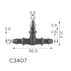 З'єднувач пластиковий трійник d5.7 (C3407)