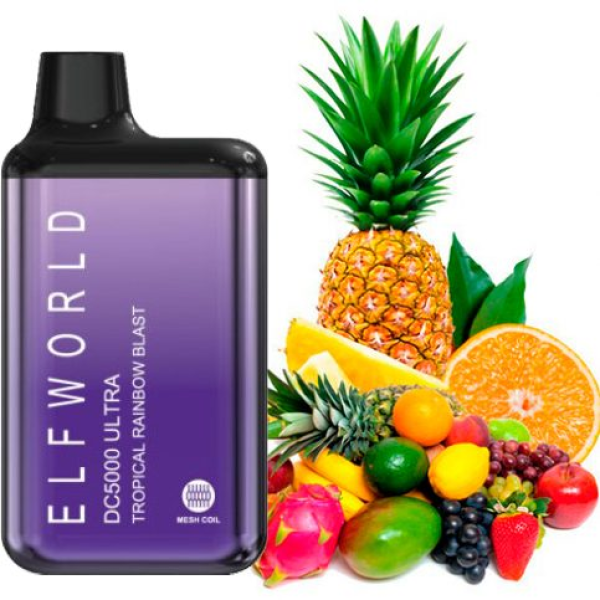 Elf Bar World DC5000 Ultra POD 5% Tropical Rainbow Blast Екзотичні Тропічні Фрукти (закінчився термін)