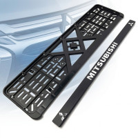 Рамка номера Mitsubishi защелка 3D надпись Хромированная / Полипропилен гибкий морозостойкий