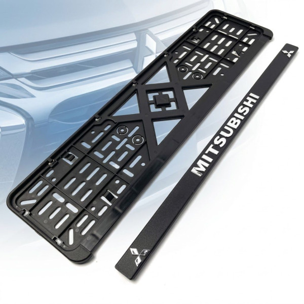 Рамка номера Mitsubishi засувка 3D напис Хромований / Поліпропілен гнучкий морозостійкий