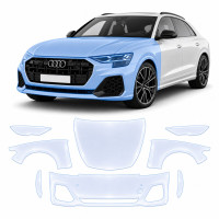 Антигравийная защитная бронепленка по лекалам для Audi Q8 4M facelift 2024- передняя часть авто (капот бампер фары крылья)