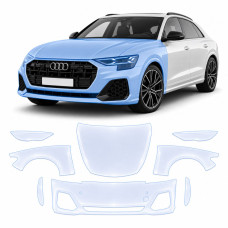 Антигравійна захисна бронеплівка за лекалами для Audi Q8 4M facelift 2024- передня частина авто (капот бампер крила))