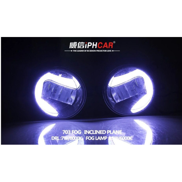 Протитуманні LED Фари круглі / Лінза з ДХО / D87мм / 12V / 6W / 6500K 2 шт